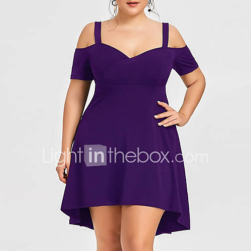 Dames Verfijnd Elegant Schede Jurk Effen Asymmetrisch huismerk kopen in de aanbieding