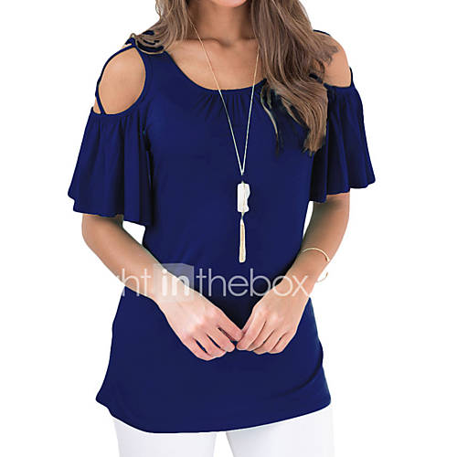 Dames T Shirt Effen Marineblauw Xl huismerk kopen in de aanbieding