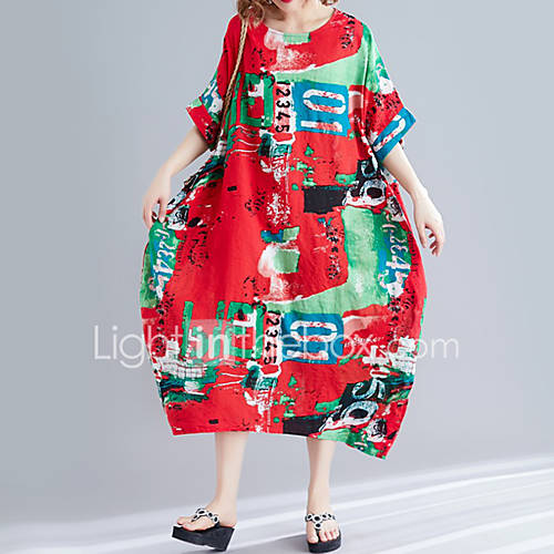 Dames Street Chic Elegant Recht Tuniek Jurk Bloemen Patchwork Boven De Knie huismerk kopen in de aanbieding