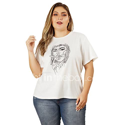 Dames T Shirt Portret Wit Xxl huismerk kopen in de aanbieding