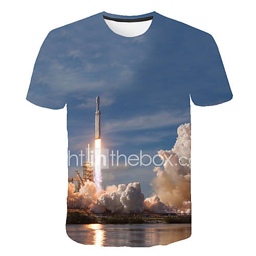 Heren Print T Shirt Heelal Kleurenblok 3D Licht Blauw Xxxxl huismerk kopen in de aanbieding Heren Print T Shirt Heelal Kleurenblok 3D Licht Blauw Xxxxl huismerk kopen in de aanbieding