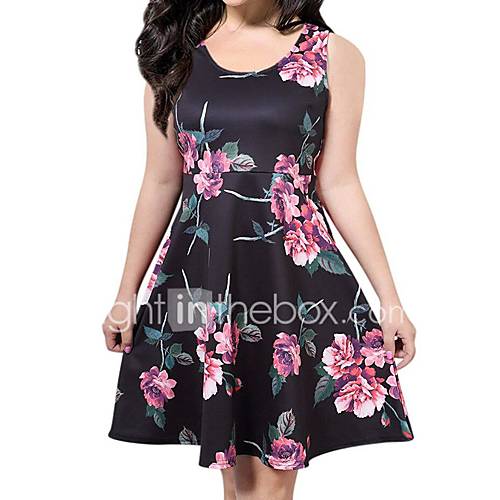 Dames Schede Jurk Bloemen Patchwork Print Boven De Knie huismerk kopen in de aanbieding