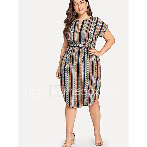 Dames Chiffon Jurk Gestreept Midi huismerk kopen in de aanbieding