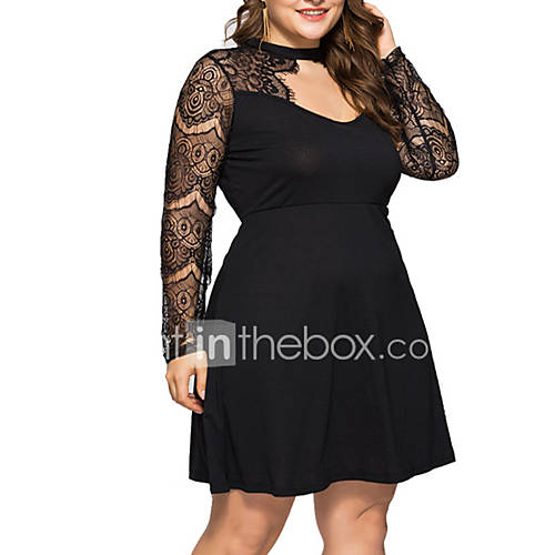 Dames Boven Knie Bodycon Jurk Halter Hals Kant Zwart Xl Xxl Xxxl huismerk kopen in de aanbieding