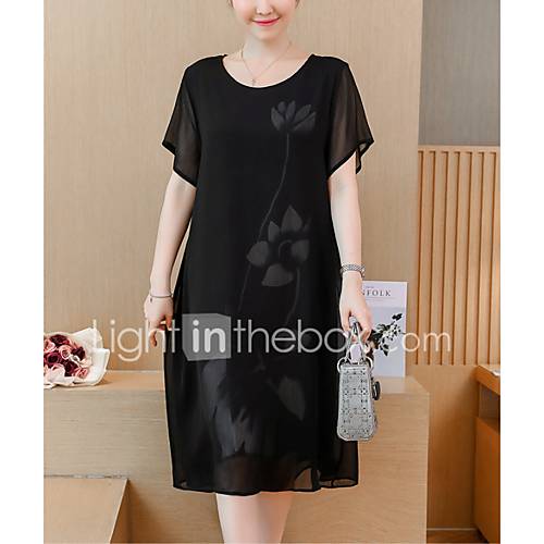 Dames Standaard Elegant Chiffon Wijd Uitlopend Jurk Bloemen Print Midi huismerk kopen in de aanbieding Dames Standaard Elegant Chiffon Wijd Uitlopend Jurk Bloemen Print Midi huismerk kopen in de aanbieding