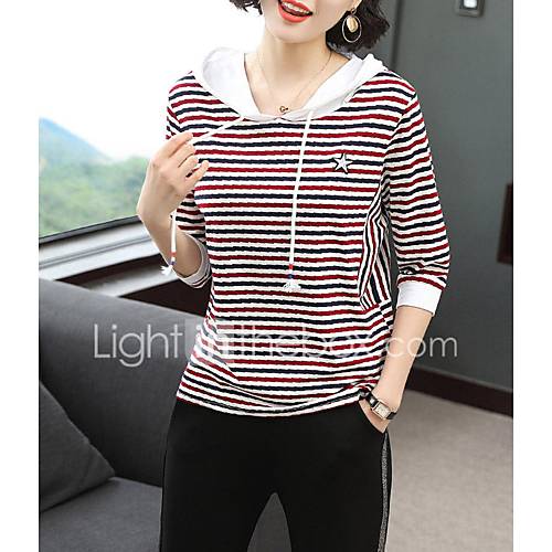 Dames Print T Shirt Gestreept Rood Xxl huismerk kopen in de aanbieding