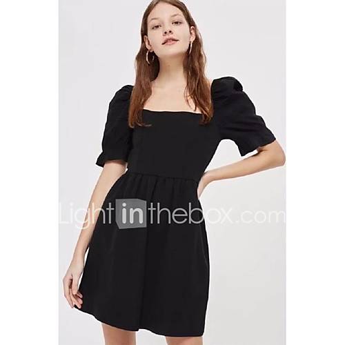 Dames Street Chic Skater Jurk Effen Blote Rug Boven De Knie huismerk kopen in de aanbieding