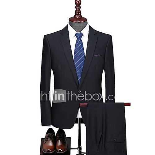 Heren Pakken Effen Ingesneden Revers Polyester Blauw Zwart Xl Xxl Xxxl huismerk kopen in de aanbieding Heren Pakken Effen Ingesneden Revers Polyester Blauw Zwart Xl Xxl Xxxl huismerk kopen in de aanbieding