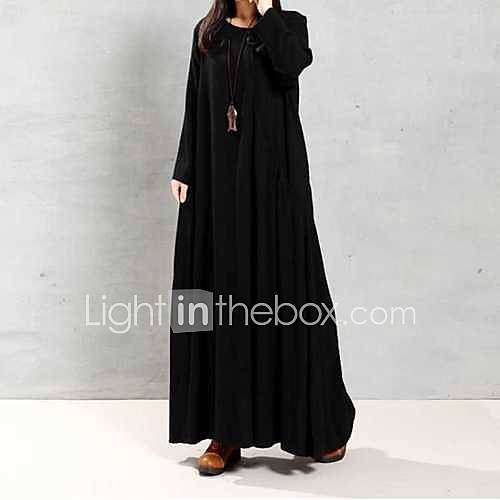 Dames Maxi Shift Jurk Wijn Zwart Groen M L Xl Xxl huismerk kopen in de aanbieding