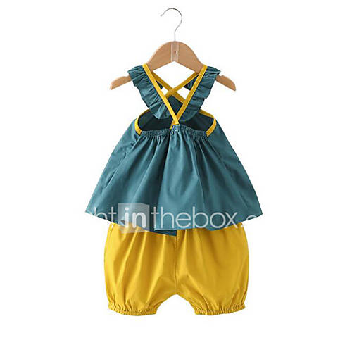Baby Meisjes Actief Street Chic Patchwork Ruche Mouwloos Normaal Rayon Kledingset Blauw huismerk kopen in de aanbieding Baby Meisjes Actief Street Chic Patchwork Ruche Mouwloos Normaal Rayon Kledingset Blauw huismerk kopen in de aanbieding