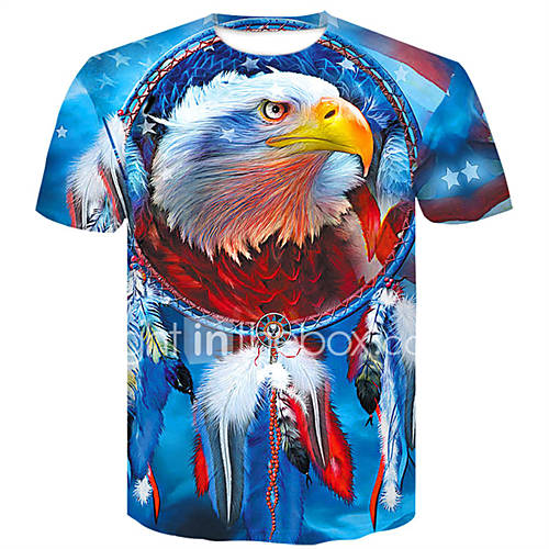 Heren T Shirt Geometrisch 3D Dier Blauw Xxl huismerk kopen in de aanbieding