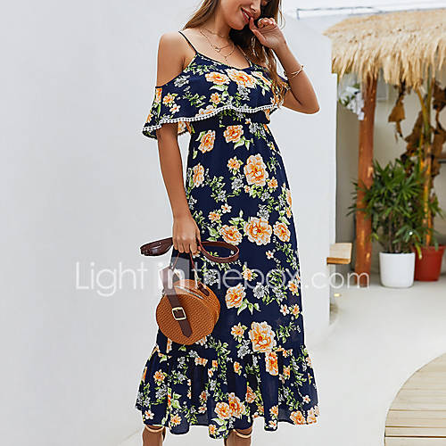 Dames Verfijnd Elegant Chiffon Jurk Bloemen Ruche Print Midi huismerk kopen in de aanbieding Dames Verfijnd Elegant Chiffon Jurk Bloemen Ruche Print Midi huismerk kopen in de aanbieding