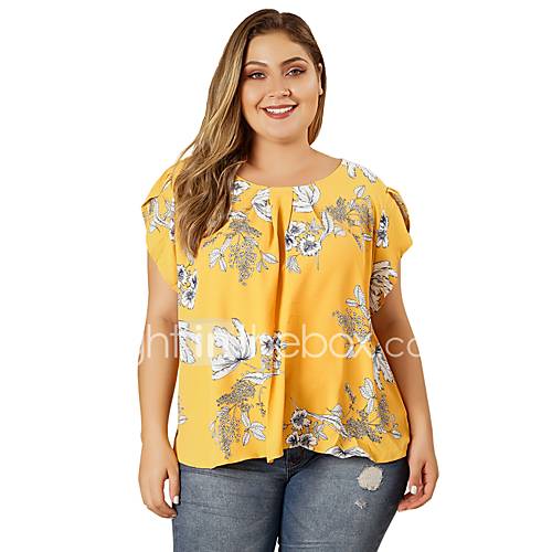 Dames Blouse Bloemen Geel Xxl huismerk kopen in de aanbieding