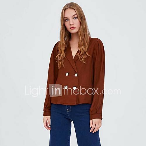 Dames Blazer Puntige Revers Polyester Bruin S M huismerk kopen in de aanbieding Dames Blazer Puntige Revers Polyester Bruin S M huismerk kopen in de aanbieding