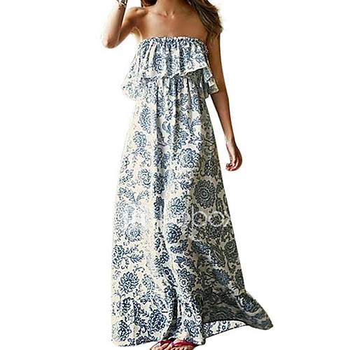 Maxi Swing Damesjurk Strapless Wit S M L Xl huismerk kopen in de aanbieding