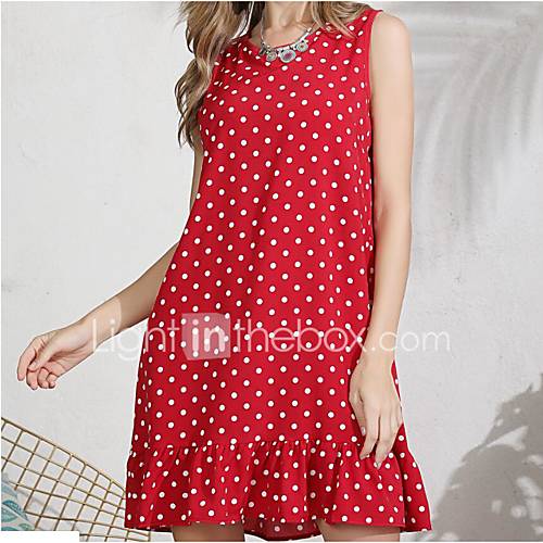 Dames Street Chic Recht Jurk Polka Dot Boven De Knie huismerk kopen in de aanbieding