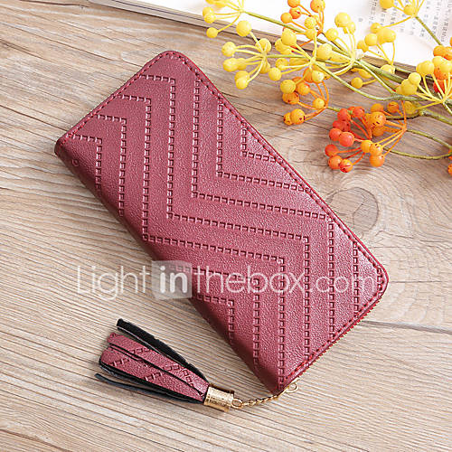 Dames Tassen Pu Portomonnees Kwastje Effen Kleur Koffie Bruin Wijn huismerk kopen in de aanbieding