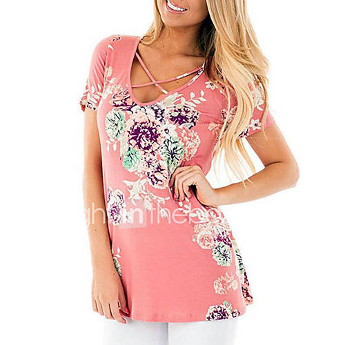 Dames Print T Shirt Geometrisch Blozend Roze huismerk kopen in de aanbieding