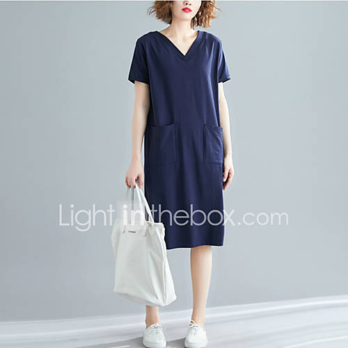 Dames Street Chic Elegant T Shirt Jurk Effen Patchwork Boven De Knie huismerk kopen in de aanbieding