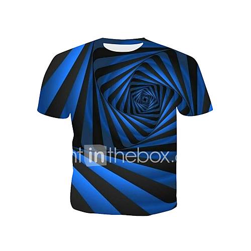 Heren Print T Shirt Katoen Gestreept Geometrisch 3D Ronde Hals Blauw Xl huismerk kopen in de aanbieding Heren Print T Shirt Katoen Gestreept Geometrisch 3D Ronde Hals Blauw Xl huismerk kopen in de aanbieding