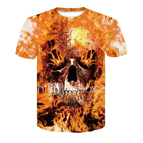 Heren Print T Shirt Kleurenblok 3D Doodskoppen Regenboog Xxl huismerk kopen in de aanbieding