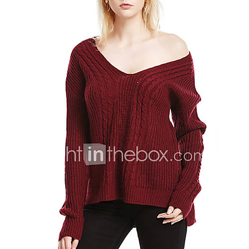 Dames Effen Lange Mouw Pullover Diepe V Hals Wijn Lichtgrijs Lichtblauw M L Xl huismerk kopen in de aanbieding Dames Effen Lange Mouw Pullover Diepe V Hals Wijn Lichtgrijs Lichtblauw M L Xl huismerk kopen in de aanbieding