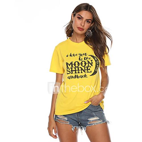 Dames T Shirt Letter Geel huismerk kopen in de aanbieding Dames T Shirt Letter Geel huismerk kopen in de aanbieding
