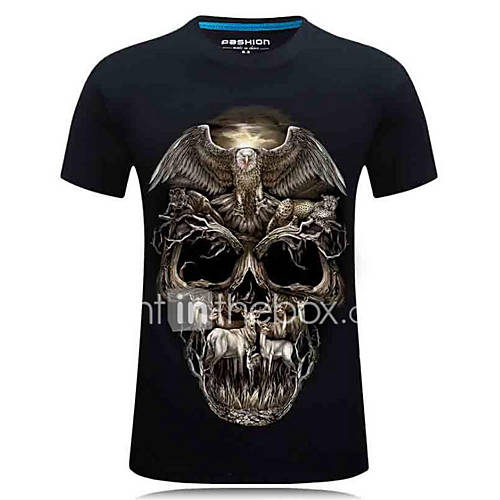 Heren Print T Shirt 3D Doodskoppen Zwart Xxxxl huismerk kopen in de aanbieding