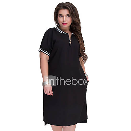 Dames Standaard T Shirt Jurk Kleurenblok Patchwork Asymmetrisch huismerk kopen in de aanbieding