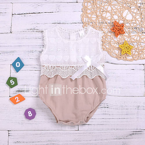 Baby Meisjes Standaard Effen Mouwloos Katoen Polyester Eendelig Wit huismerk kopen in de aanbieding