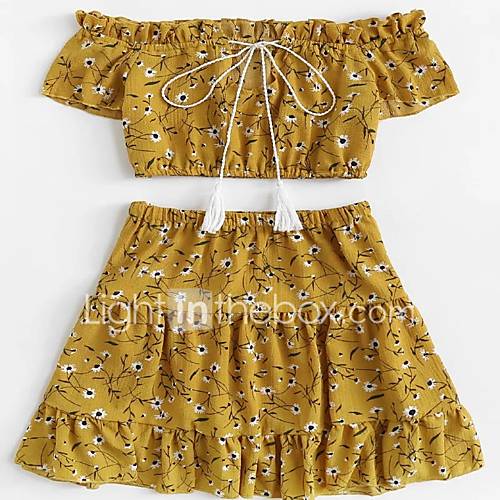 Dames Standaard Set Rok Print Bloemen huismerk kopen in de aanbieding Dames Standaard Set Rok Print Bloemen huismerk kopen in de aanbieding