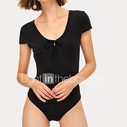 Dames Standaard Zwart Babypakje Effen Patchwork M L Xl huismerk kopen in de aanbieding