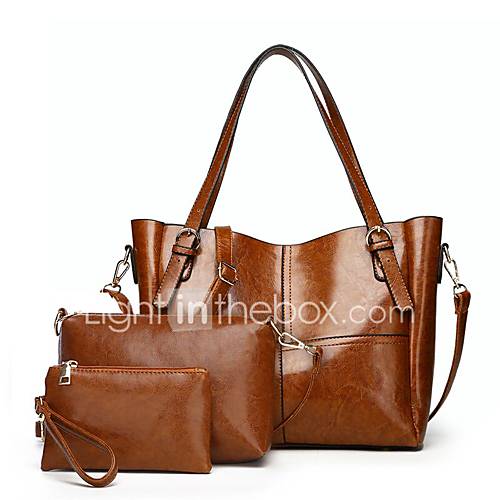 Dames Tassen Pu Zak Set Rits Effen Kleur Zwart Blozend Roze Bruin huismerk kopen in de aanbieding