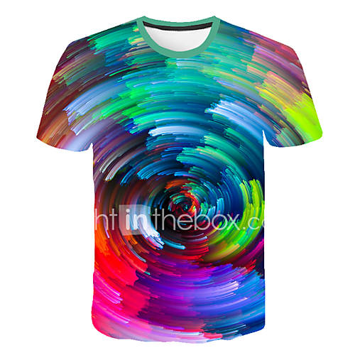 Heren Print T Shirt Kleurenblok 3D Grafisch Regenboog Xxxxl huismerk kopen in de aanbieding