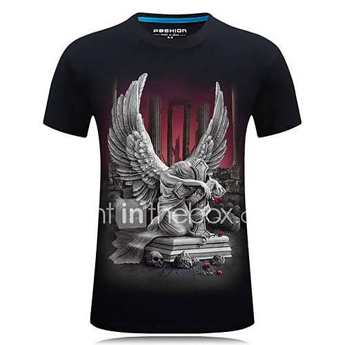 Heren Print T Shirt 3D Zwart Xxxxl huismerk kopen in de aanbieding