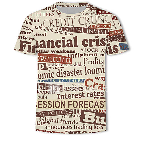 Heren Print T Shirt Kleurenblok 3D Letter Regenboog Xxxxl huismerk kopen in de aanbieding