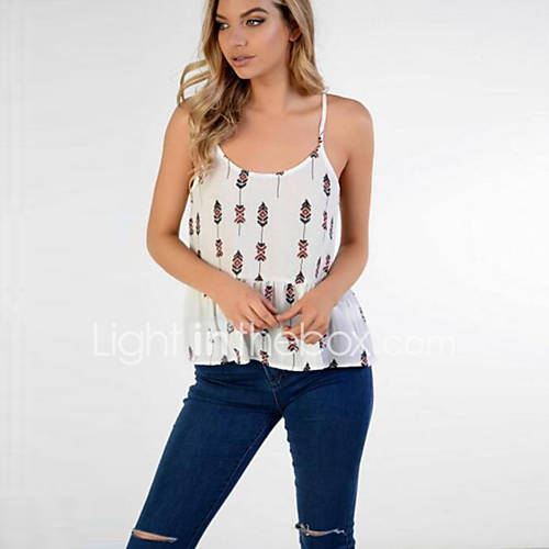 Dames Print Singlet Grafisch Wit huismerk kopen in de aanbieding