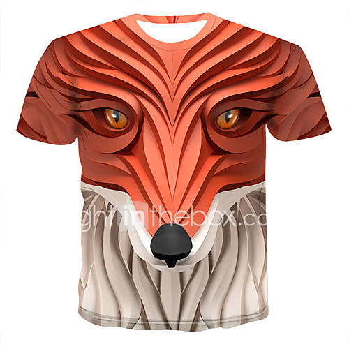 Heren Print T Shirt Kleurenblok 3D Dier Oranje Xxxxl huismerk kopen in de aanbieding
