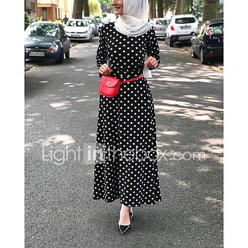 Dames Street Chic Elegant Abaya Kaftan Jurk Polka Dot Veters Maxi huismerk kopen in de aanbieding Dames Street Chic Elegant Abaya Kaftan Jurk Polka Dot Veters Maxi huismerk kopen in de aanbieding