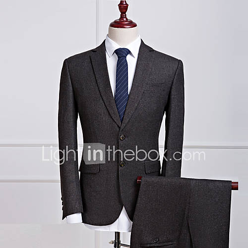 Smokings Getailleerd Standaard Pasvorm Inkeping Single Breasted Twee Knoops Wol Polyester Effen Kleur huismerk kopen in de aanbieding Smokings Getailleerd Standaard Pasvorm Inkeping Single Breasted Twee Knoops Wol Polyester Effen Kleur huismerk kopen in de aanbieding