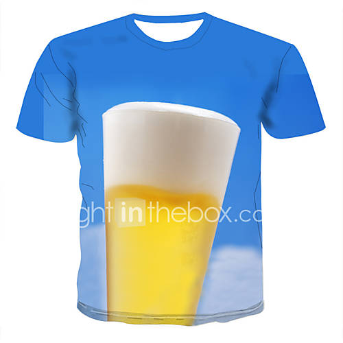 Heren Print T Shirt Kleurenblok 3D Cartoon Blauw Xxxxl huismerk kopen in de aanbieding