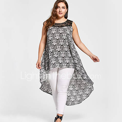 Dames Kant Print Overhemd Geometrisch Zwart Xxxl huismerk kopen in de aanbieding