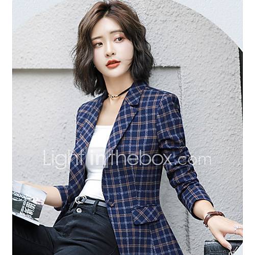 Dames Blazer Effen V Hals Katoen Blauw Grijs L Xl Xxl huismerk kopen in de aanbieding