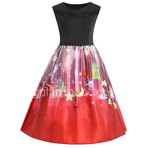 Dames Oversize Knielange Swing Jurk Rood Zwart Blauw Xl Xxl Xxxl Xxxxl huismerk kopen in de aanbieding