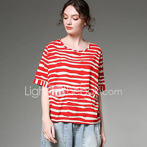 Dames Patchwork T Shirt Gestreept Zwart Een Maat huismerk kopen in de aanbieding