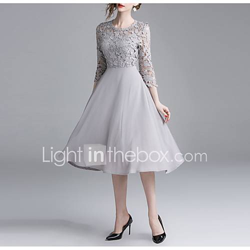 Dames Standaard Elegant A Lijn Jurk Effen Kant Patchwork Midi huismerk kopen in de aanbieding Dames Standaard Elegant A Lijn Jurk Effen Kant Patchwork Midi huismerk kopen in de aanbieding