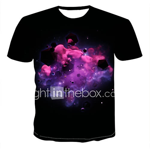 Heren Print T Shirt Kleurenblok 3D Zwart Xxxxl huismerk kopen in de aanbieding
