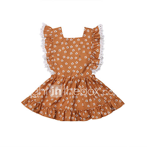 Baby Meisjes Actief Standaard Print Mouwloos Katoen Jurk Oranje huismerk kopen in de aanbieding