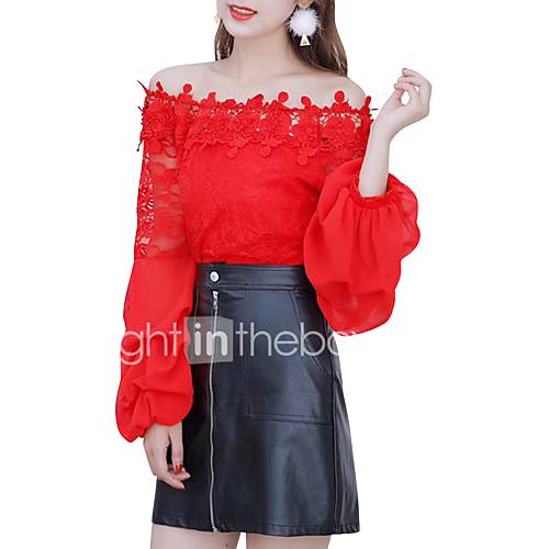 Dames Kant Patchwork T Shirt Effen Zwart Een Maat huismerk kopen in de aanbieding