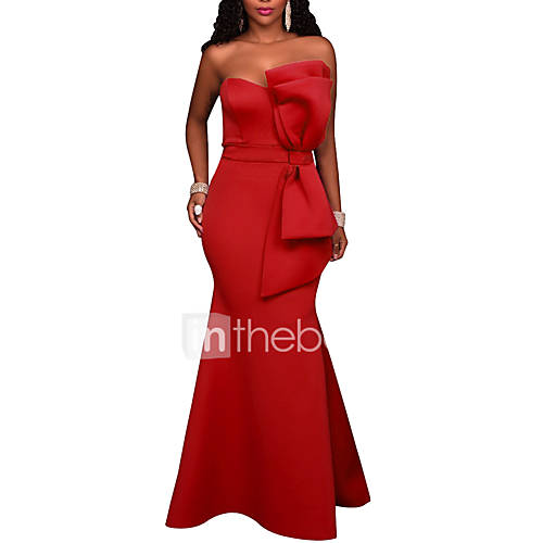 Dames Elegant Schede Jurk Effen Strik Maxi huismerk kopen in de aanbieding